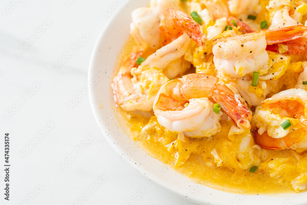 creamy omelet with shrimps or scrambled eggs and shrimps creamy omelet with shrimps or scrambled eggs and shrimps