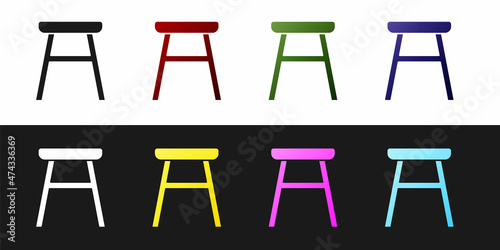 Set Chair icon isolated on black and white background. Vector