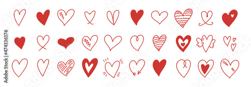 Canvas-taulu Doodle hearts sketch set