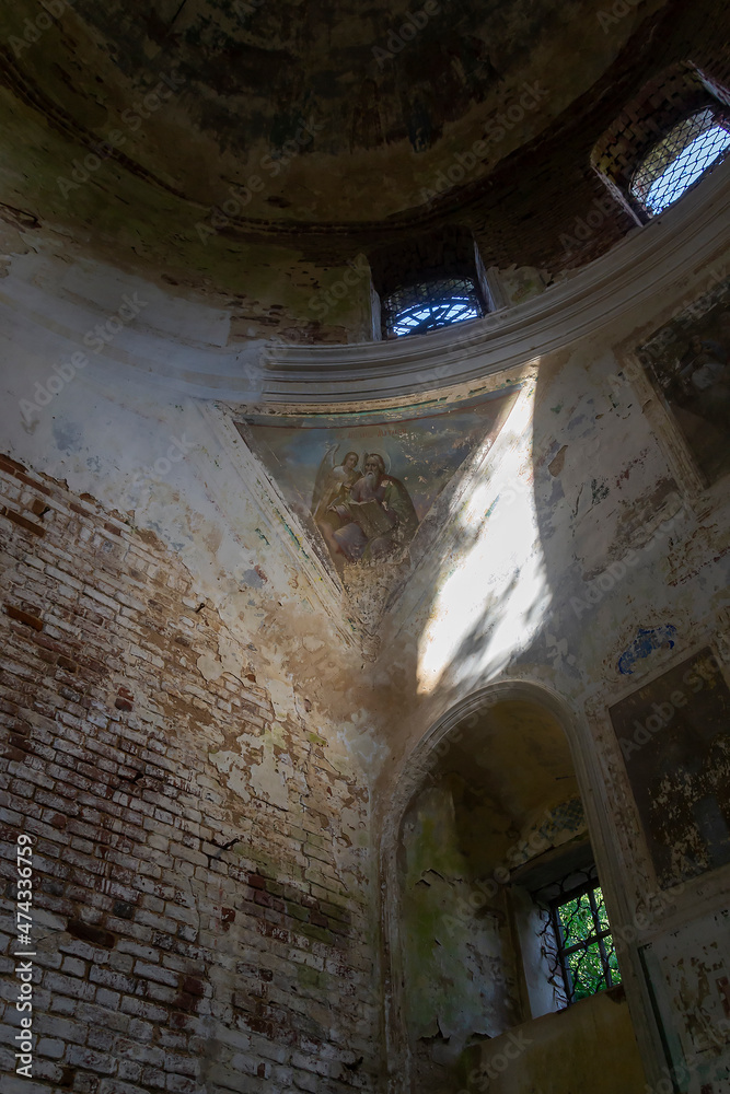 interior of an abandoned orthodox church