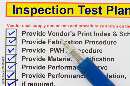 Inspection and test plan - concept for manufacturing plan photo