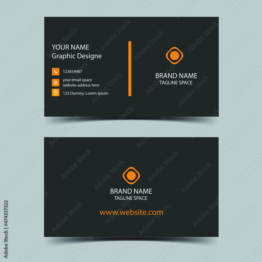 Dark black elegant business card template design Free Vector Stock ...