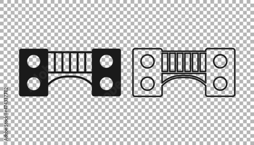 Black Playground kids bridge icon isolated on transparent background. Vector