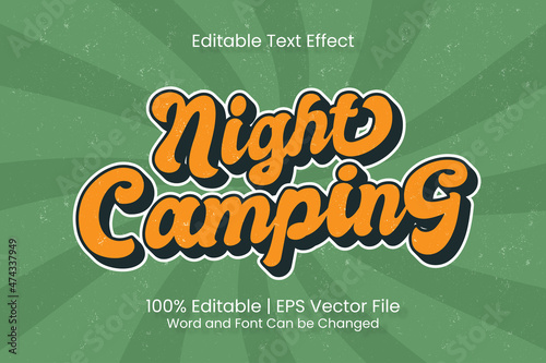 Editable text effect - Night Camping vintage retro style