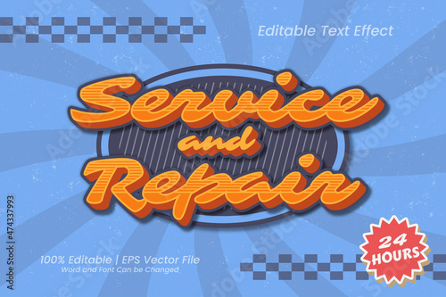 Editable text effect - Classic Service and Repair vintage retro style