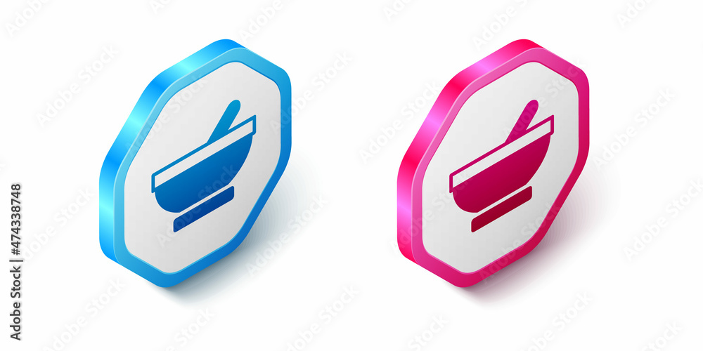 Isometric Witch cauldron icon isolated on white background. Happy Halloween party. Hexagon button. Vector Isometric Witch cauldron icon isolated on white background. Happy Halloween party. Hexagon button. Vector