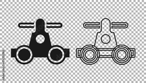 Black Draisine handcar railway bicycle transport icon isolated on transparent background. Vector