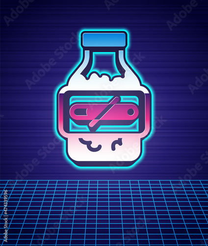 Retro style Nicotine gum in blister pack icon isolated futuristic landscape background. Helps calm cravings and reduces anxiety caused by quitting smoking. 80s fashion party. Vector