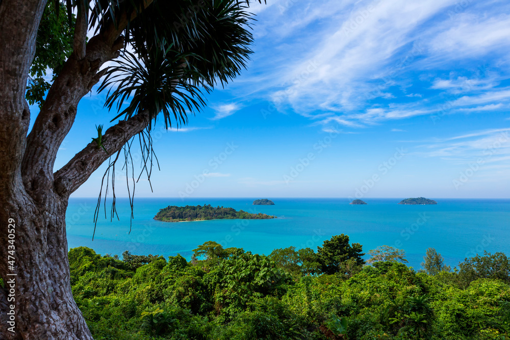 Naturally beautiful sea views, Tropical island surrounded by clear turquoise sea, Trat archipelago in Thailand