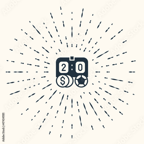 Grey Soccer football betting money icon isolated on beige background. Football bet bookmaker. Soccer betting online make money. Abstract circle random dots. Vector