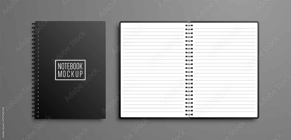 Realistic vector notebook mockup set - obrazy, fototapety, plakaty 