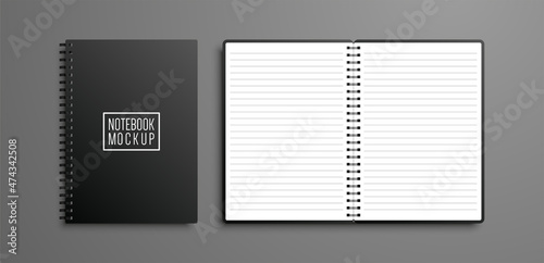 Realistic vector notebook mockup set photo