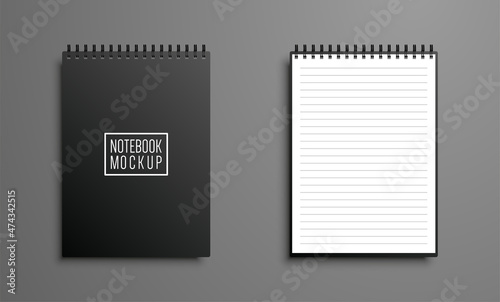 Realistic vector notebook mockup set