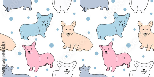 Canvas Print Vector seamless pattern with colorful cute dogs
