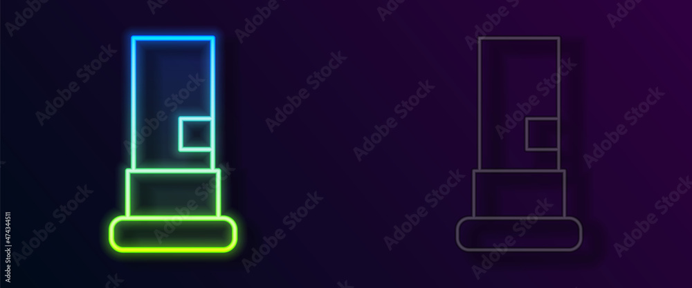 Glowing neon line Cartridges icon isolated on black background. Shotgun hunting firearms cartridge. Hunt rifle bullet icon. Vector