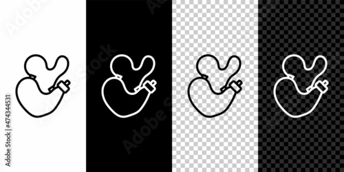 Set line Spanish wineskin icon isolated on black and white background. Vector