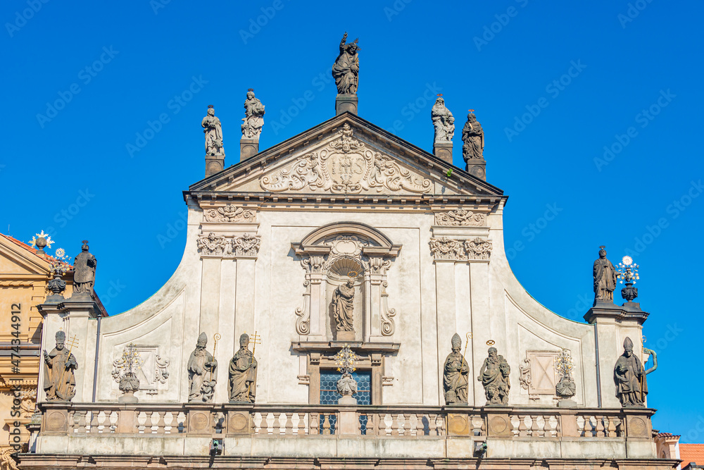 Beautiful Saint Salvator church near Charles Bridge in Prague, Czech Republic, summer time, details