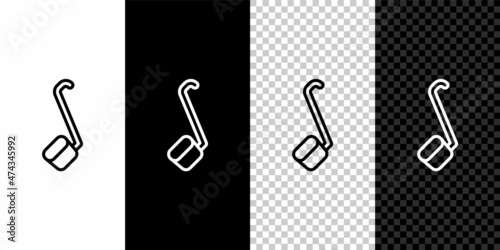 Set line Sauna ladle icon isolated on black and white,transparent background. Vector