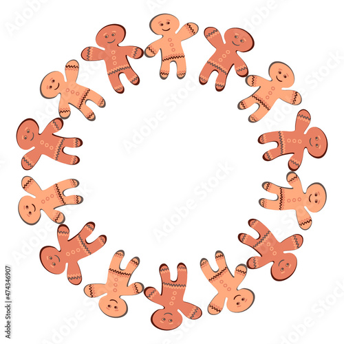 a frame of ginger cookies. Gingerbread men. Design element