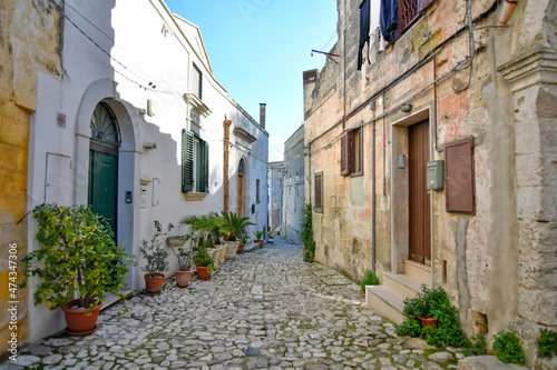 Fototapeta Naklejka Na Ścianę i Meble -  A street in Matera, an ancient city built into the rock. It is located in the Basilicata region, Italy.