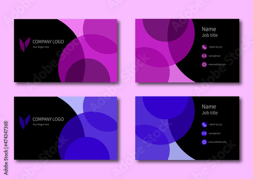 Modern business card design template. Blue design. Company identity.