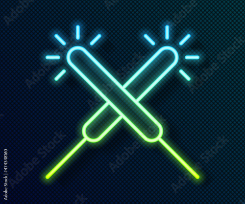 Glowing neon line Sparkler firework icon isolated on black background. Festive Christmas sparkler candle lights. Merry Christmas and Happy New Year. Vector