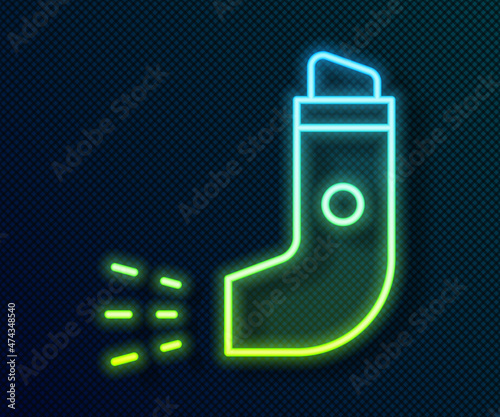Glowing neon line Inhaler icon isolated on black background. Breather for cough relief, inhalation, allergic patient. Vector