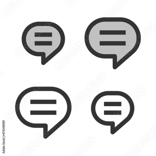 Pixel-perfect linear icon of elliptical speech bubble built on two base grids of 32 x 32 and 24 x 24 pixels for easy scaling. The initial base line weight is 2 pixels.  Editable strokes