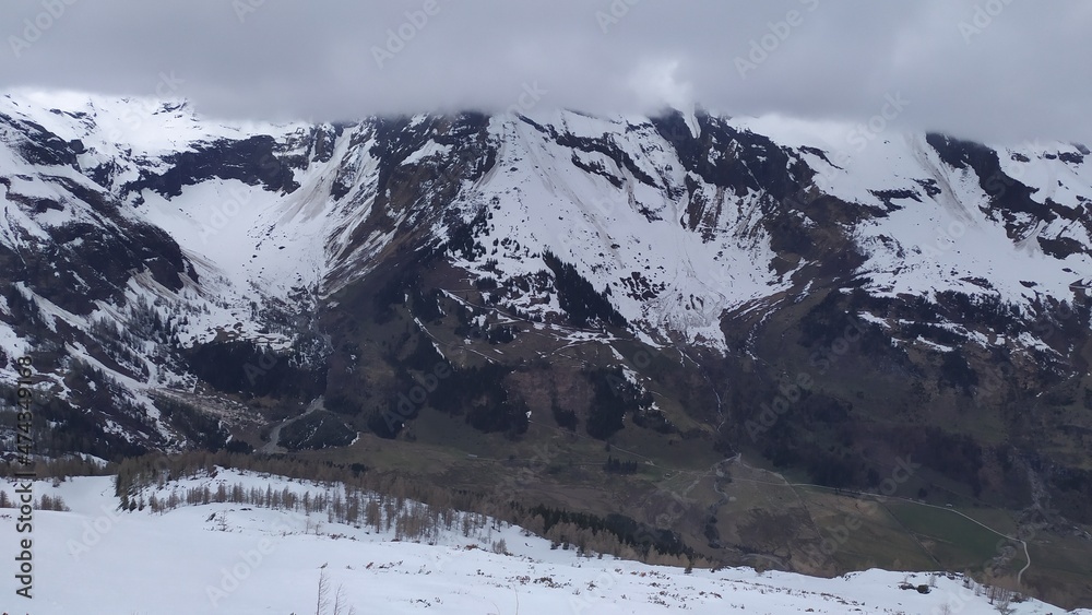 Panoramatic Grossglockner high alpine road surounding in winter