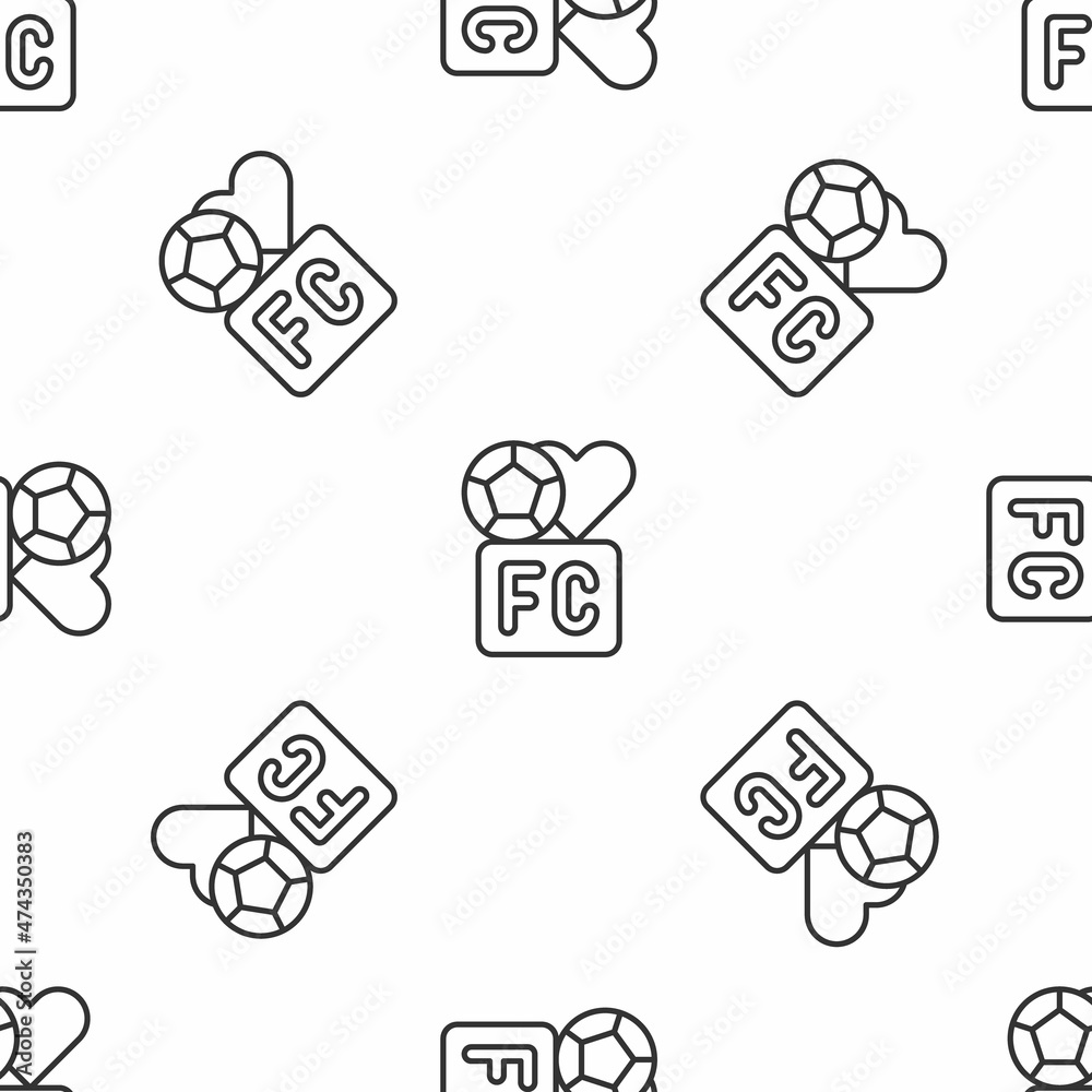 Grey line Fan club football icon isolated seamless pattern on white background. Vector Grey line Fan club football icon isolated seamless pattern on white background. Vector