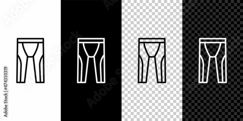 Set line Wetsuit for scuba diving icon isolated on black and white  transparent background. Diving underwater equipment. Vector