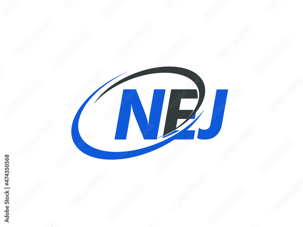 NEJ letter creative modern elegant swoosh logo design NEJ letter creative modern elegant swoosh logo design
