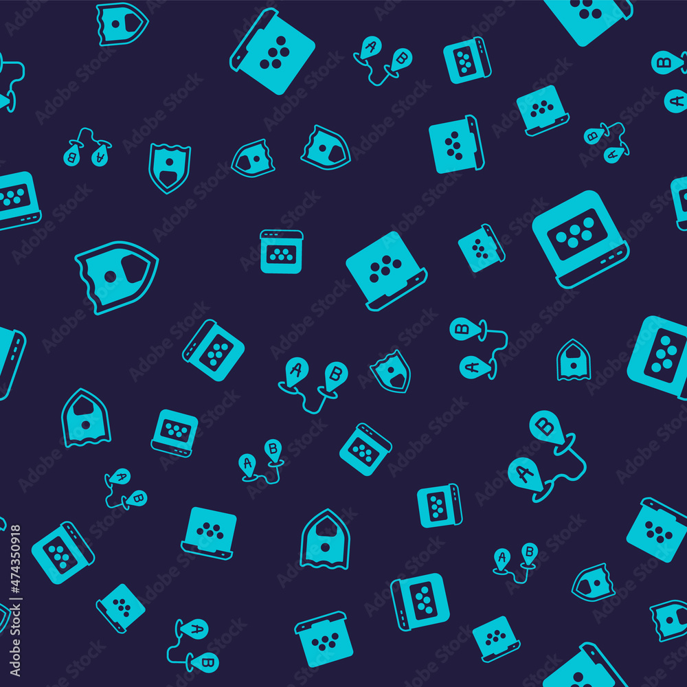 Set Life insurance with shield, Taxi mobile app, and Route location on seamless pattern. Vector Set Life insurance with shield, Taxi mobile app, and Route location on seamless pattern. Vector