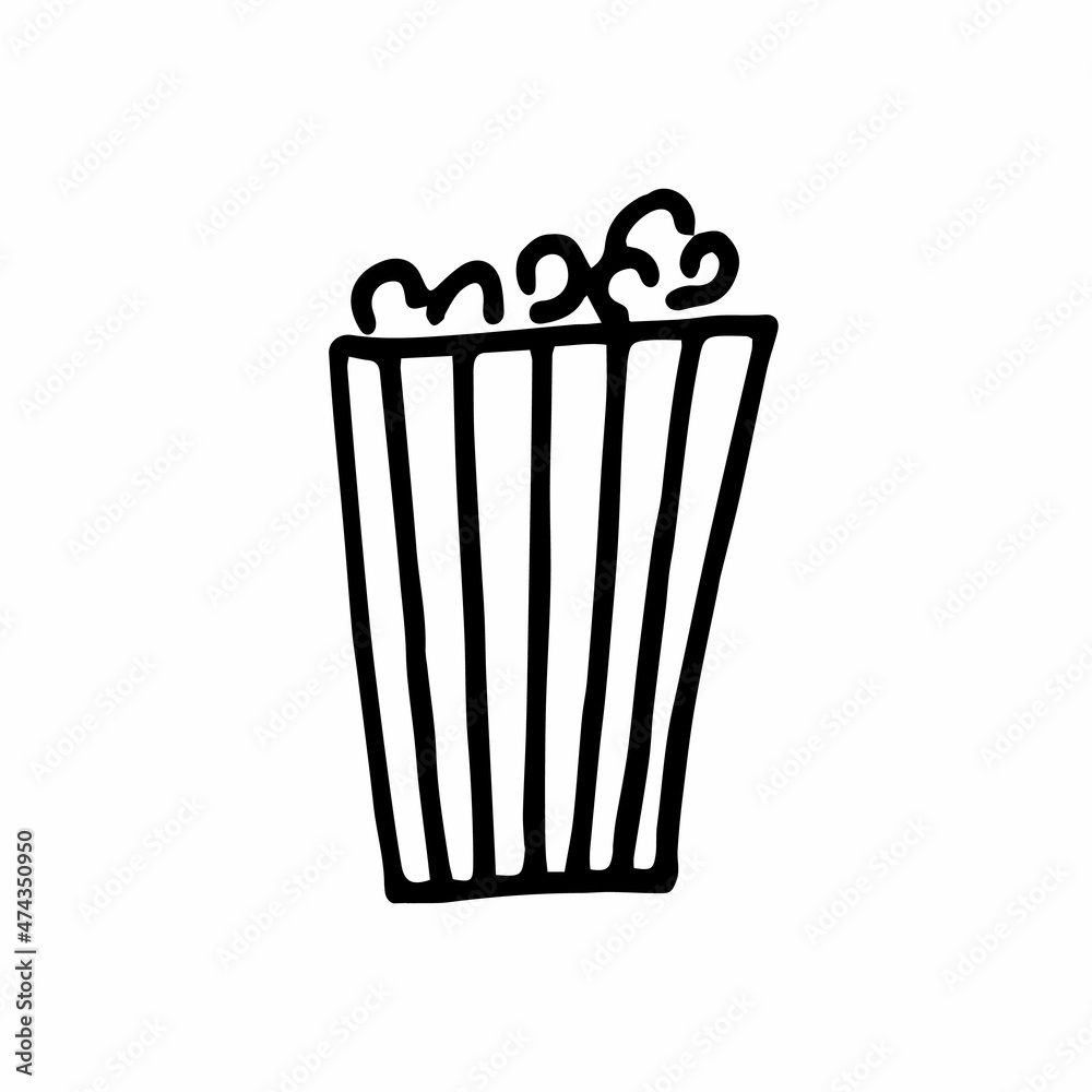 vector illustration of a glass of popcorn in doodle style vector illustration of a glass of popcorn in doodle style