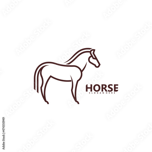 Modern horse line art logo design