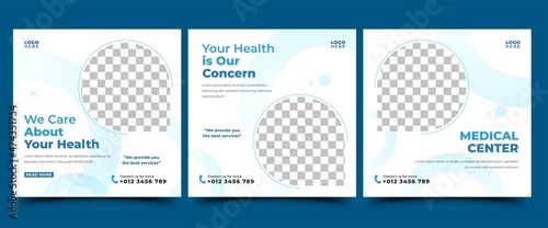 Social media post template design for medical promotion.