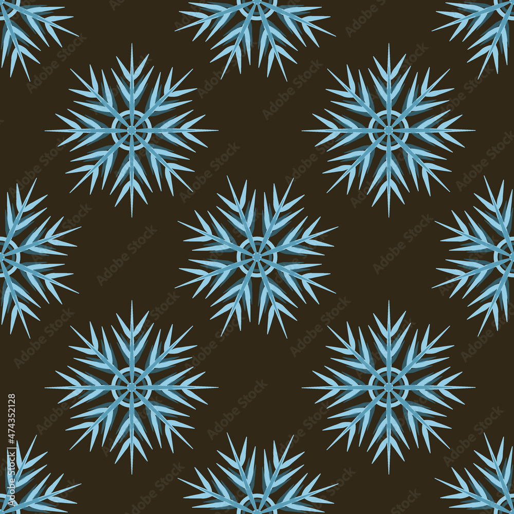 A seamless pattern on a square background is snowflakes. Design element A seamless pattern on a square background is snowflakes. Design element