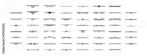 Set Black Simple Line Collection Doodle Border Elements Vector Design Style Sketch Isolated Illustration For Banner