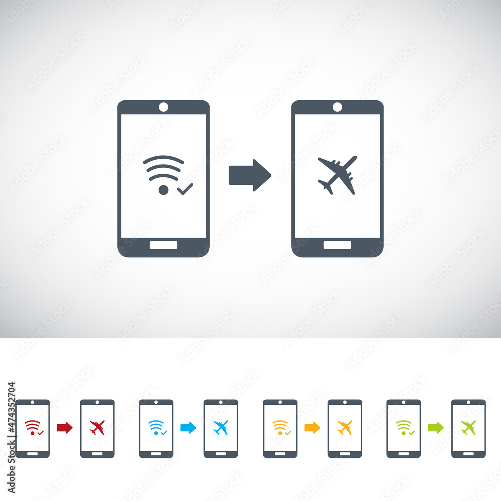 Airplane mode - flight mode. Airplane mode switched on. Airplane mode - flight mode. Airplane mode switched on.