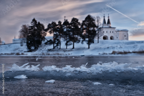 landscape monastery winter Vologda Ferapontovo Kirillov, Russian North © kichigin19