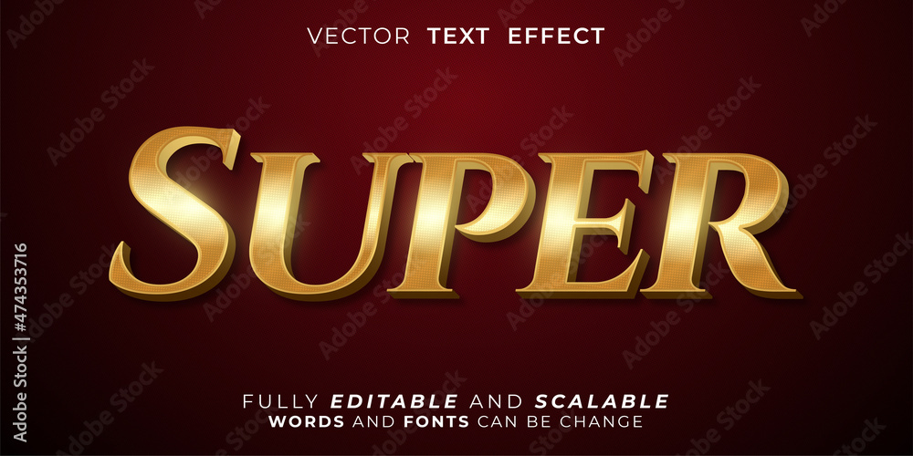 Super text gold effect, Editable 3d style text tittle