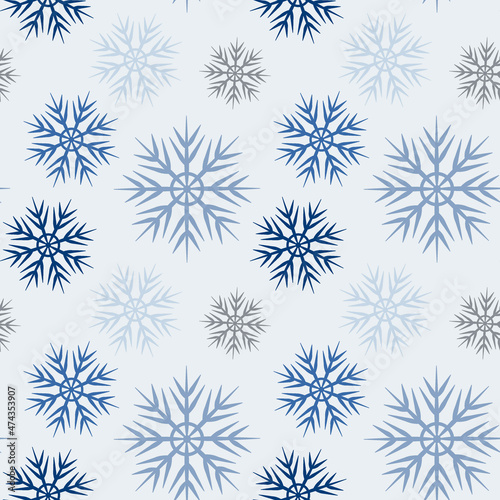 A seamless pattern on a square background is snowflakes. Design element