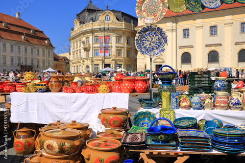 September 5 2021 - Sibiu, Hermannstadt, Romania: Targ Ceramica. Famous yearly organized ceramic market