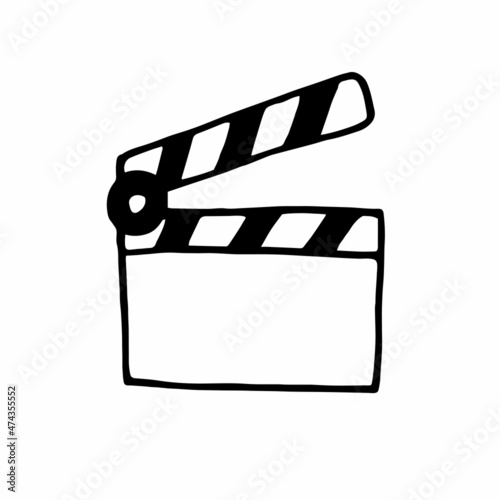 vector illustration of a clapperboard in doodle style
