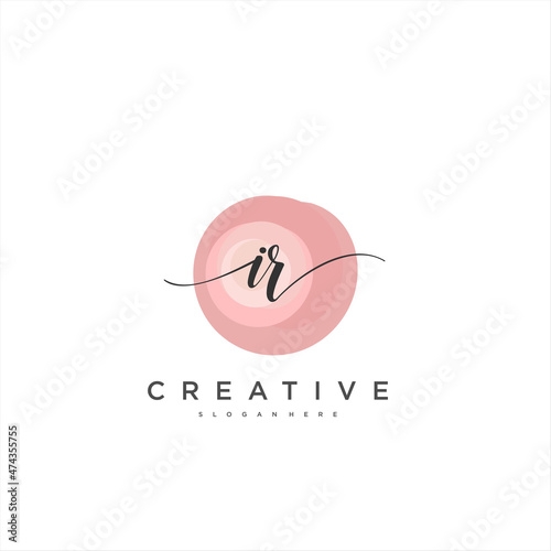 IR Initial handwriting minimalist geometric logo template vector art, Logo for business beauty, fashion, and other
