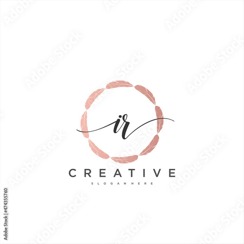 IR Initial handwriting minimalist geometric logo template vector art, Logo for business beauty, fashion, and other