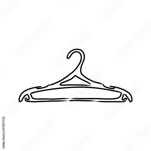Vector Single Black Sketch Wardrobe Shoulder Hanger.