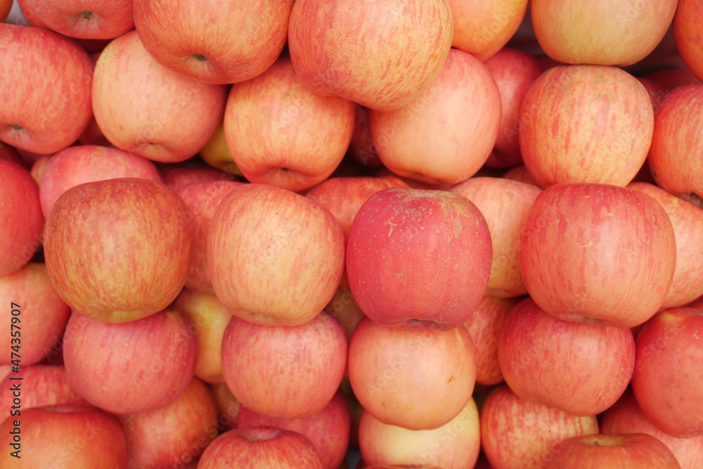 Close up of fresh apple display for sale Close up of fresh apple display for sale