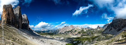 Alpine Landscape With Mountain Tre Cime Di Lavaredo And Hut Rifugio Antonio Locatelli - Dreizinnenhuette - In South Tirol In Italy