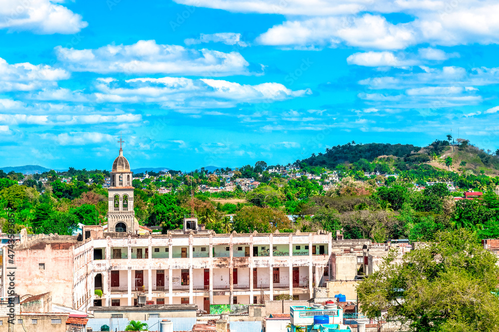 Skyline or Cityscape Including the Catholic Church of Buen Viaje in Santa Clara,  Cuba